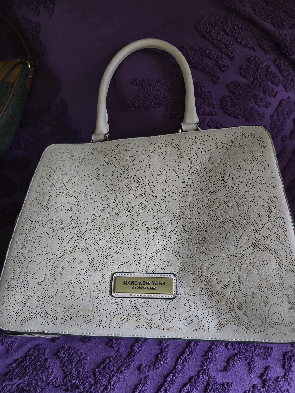 Marc New York White Laser-Cut Tote Bag
